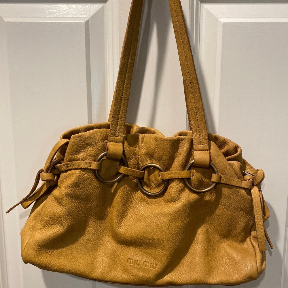 Miu Miu Shoulder Bag Mustard with Gold Hardware